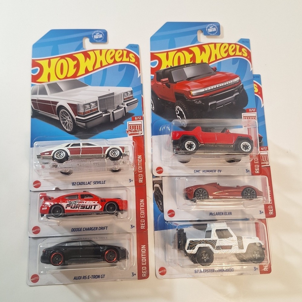 Hot Wheels Target Red Edition 6 Cars Cadillac/ Audi/ Hummer/ McLaren/ Charger